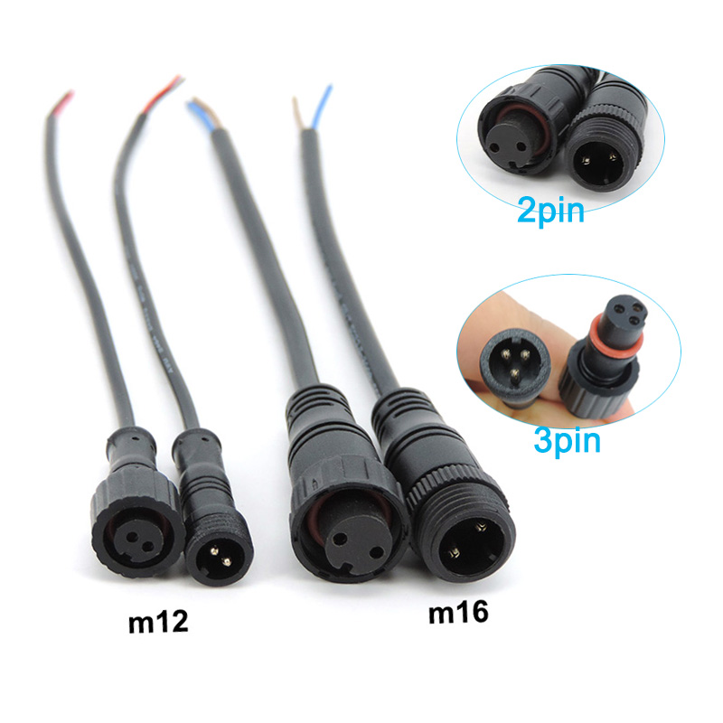 Outdoor Power Jack - M12 M16 2 3-pins core draad