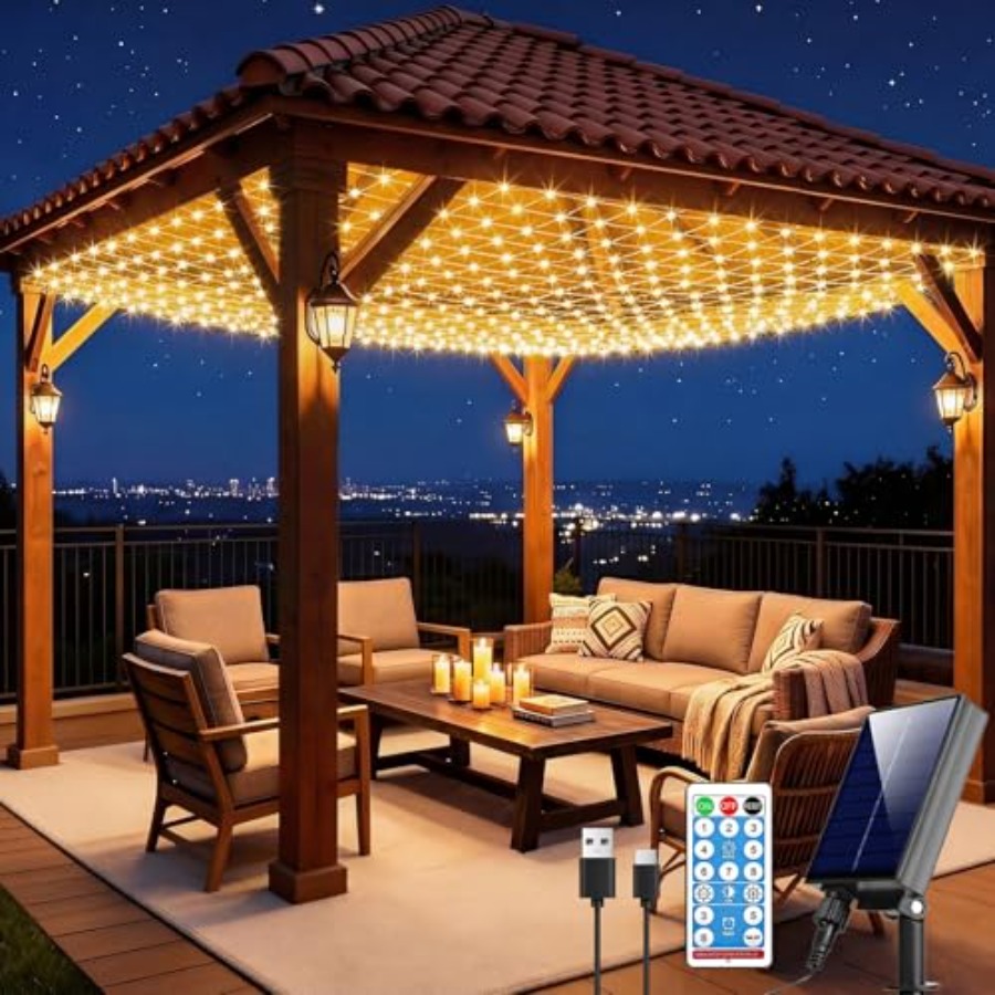 Outdoor Power For Gazebo - Solar Net Lights, 10x10ft Gazebo Net