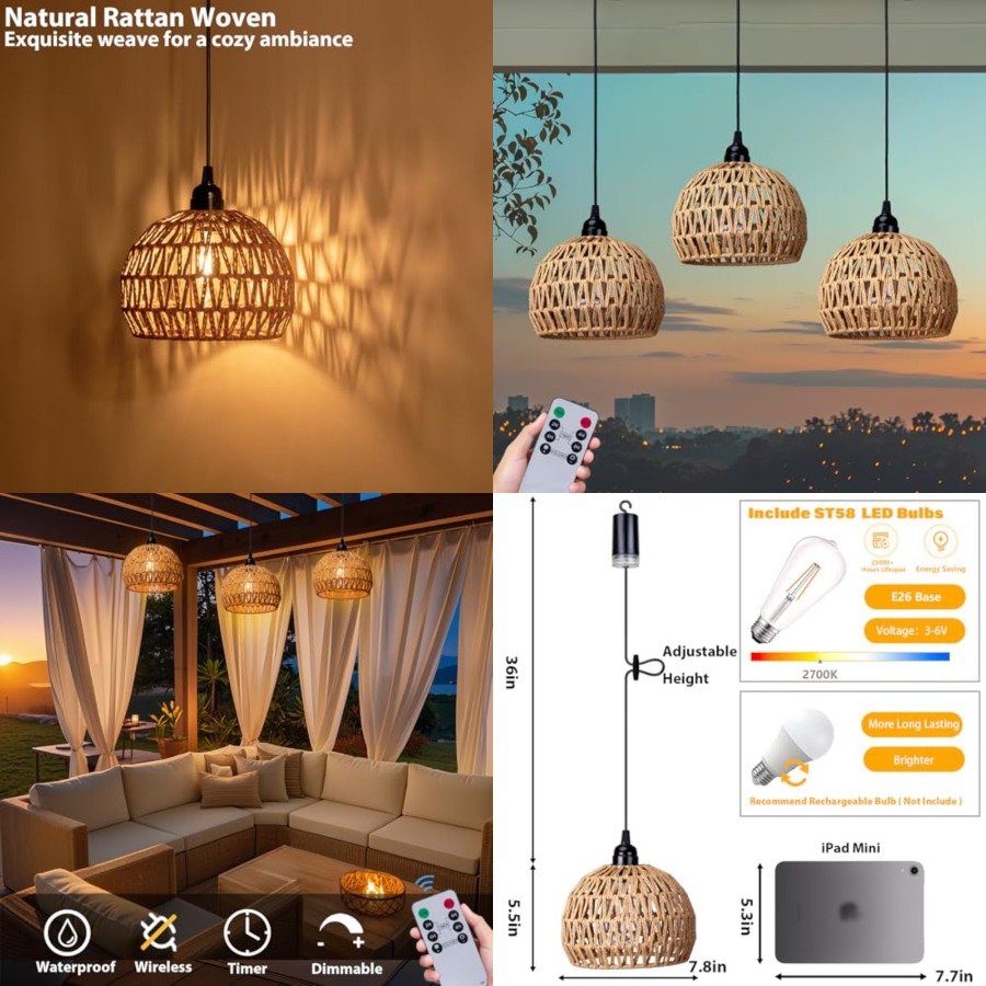Outdoor Power For Gazebo - Op batterijen werkende hangende buitenlamp, hanglamp