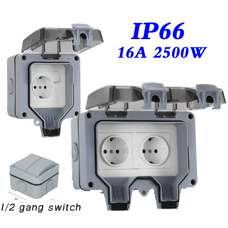Outdoor Power Inlet Box - EU KR Outdoor Muur Waterdichte Stopcontacten