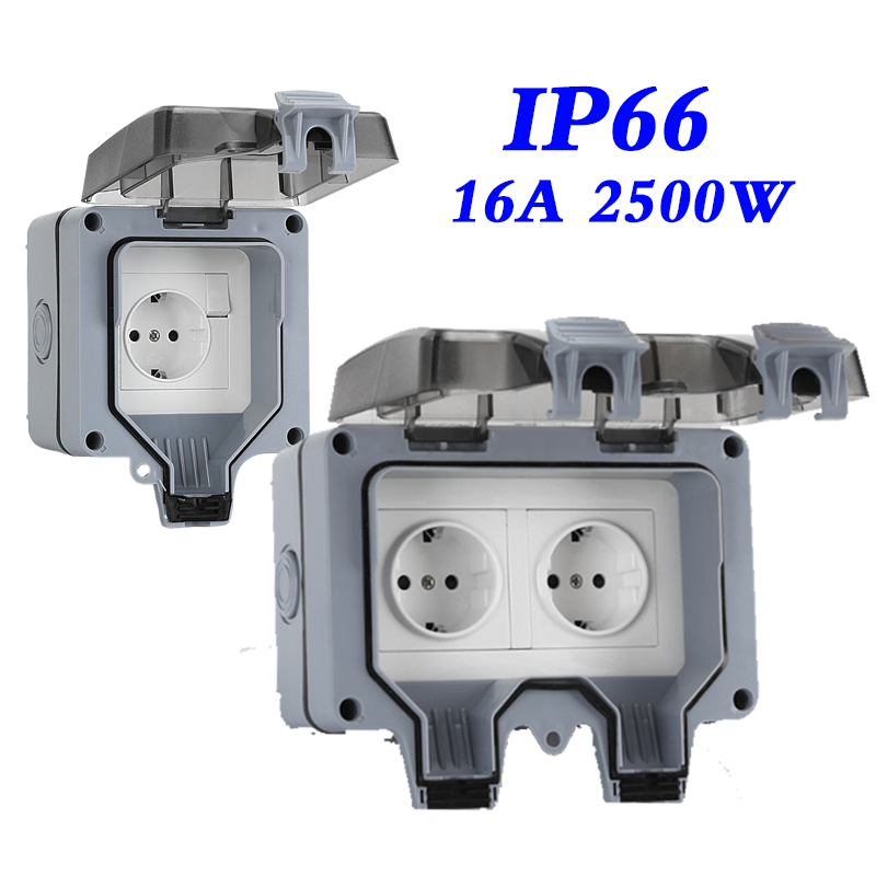 Outdoor Power Inlet Box - 16A EU KR Buitenmuur Waterdichte stopcontacten
