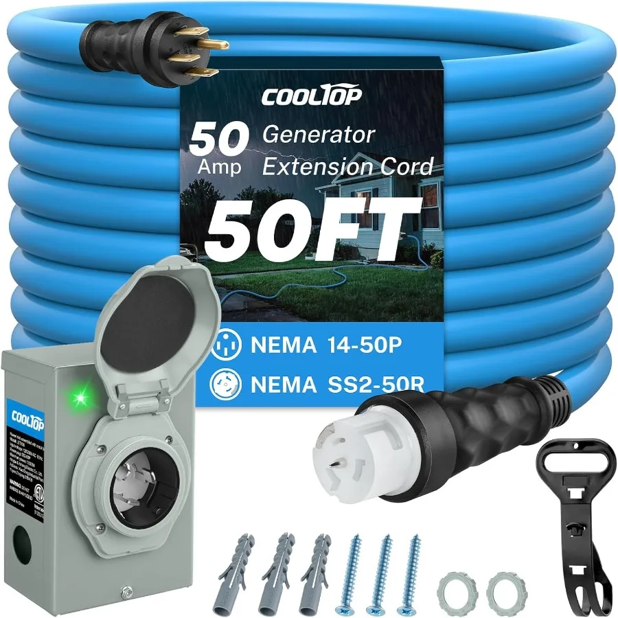 Outdoor Power Inlet Box - 50 Amp Generatorsnoer en stroomingangskastset met