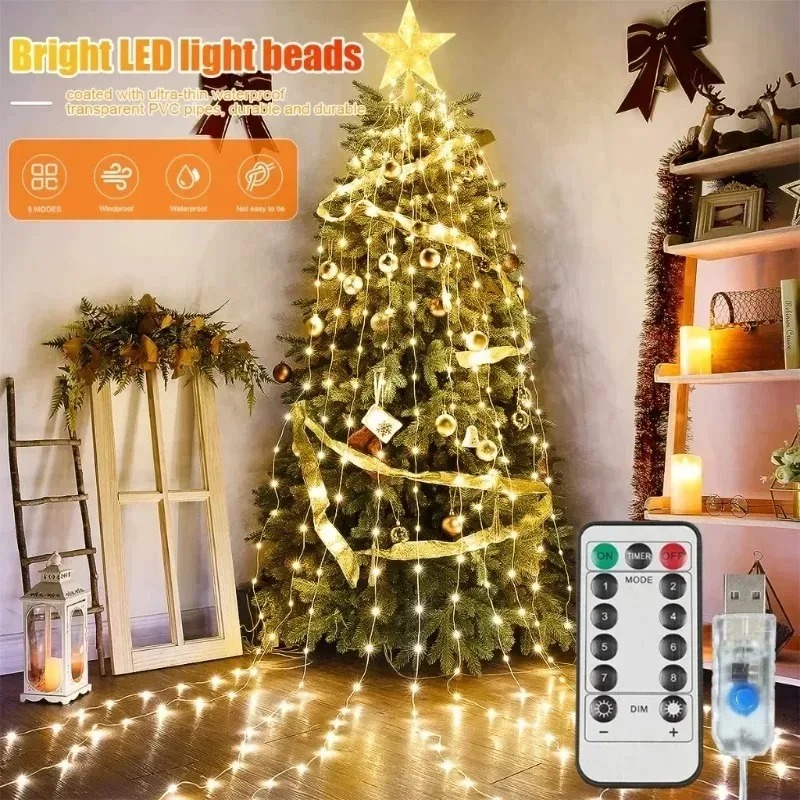 Outdoor Power For Xmas Lights - USB-aangedreven 200LED Sterrenwaterval Feestverlichting 2M 8