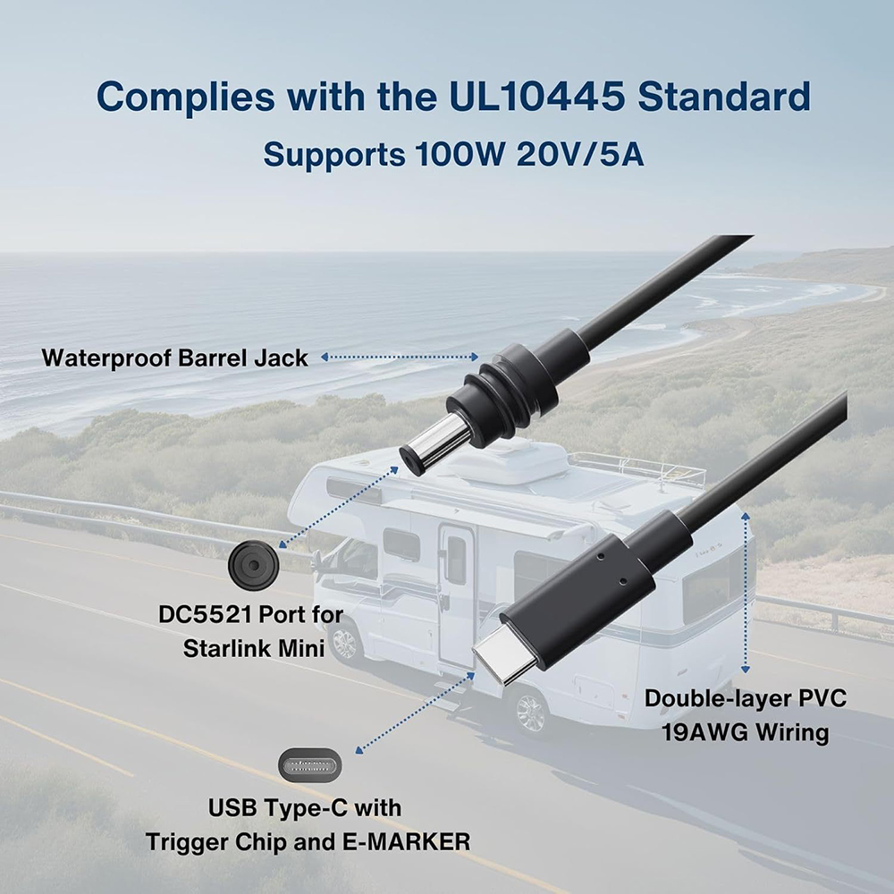 2m USB C naar PD-voedingskabel - Outdoor Power Jack recensie en prijs